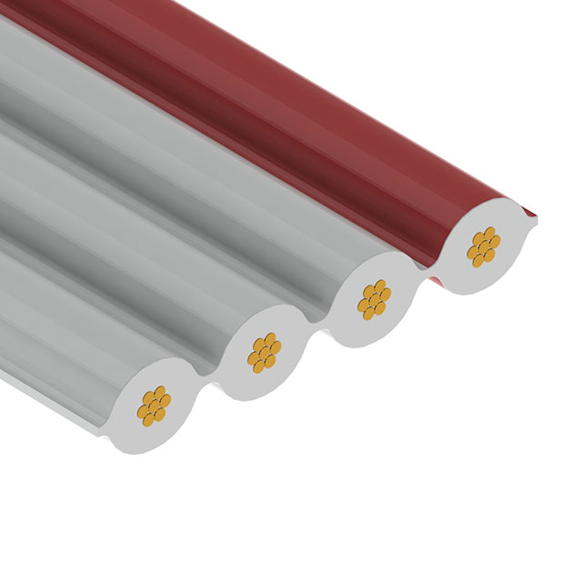 3801/04 - 04 strand ribbon-gray with red